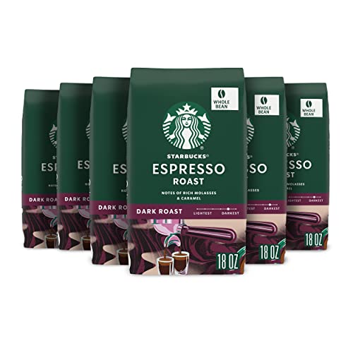 Starbucks Whole Bean Espresso Roast Coffee - Pack of 6, 18 oz Bags