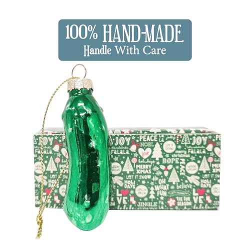ROCI German Christmas Pickle Ornament - Green Glass - Tradition - Gift Boxed with Poem - Christmas Stocking Stuffer