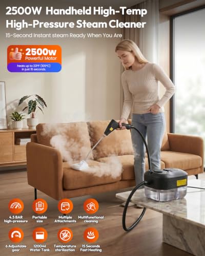 BathOne 2500W Handheld Steam Cleaner for Home Deep Cleaning