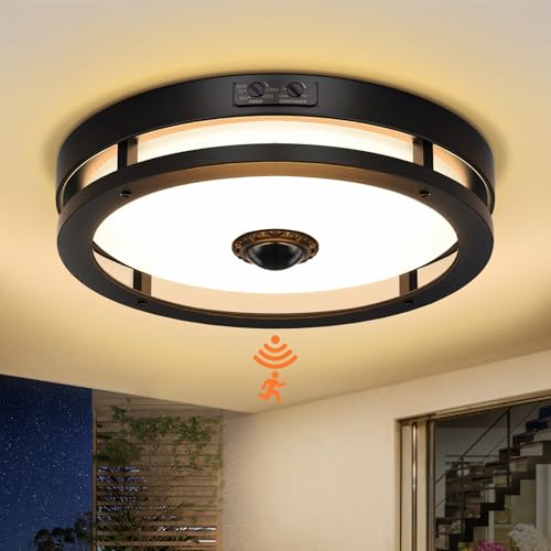 Outdoor Motion Sensor LED Ceiling Light 12-inch Dusk to Dawn 3000K 1 Pack