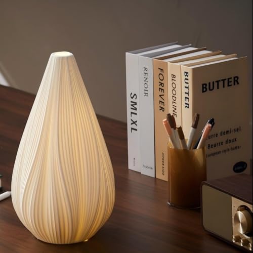 Ceramic Table Lamp with Floral Texture - Modern Handmade Bedside Light - Flora Variation