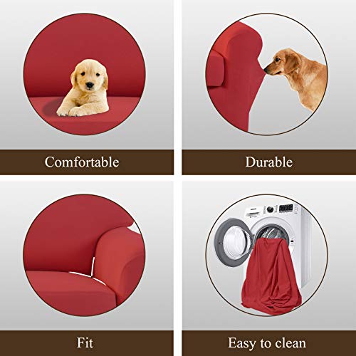 Easy-Going 2-Piece Stretch Loveseat Sofa Slipcover, Washable, Medium Christmas Red
