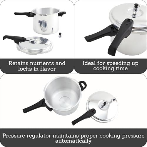 IMUSA 7 Quart Aluminum Pressure Cooker with Safety Valves - Stovetop Cooking