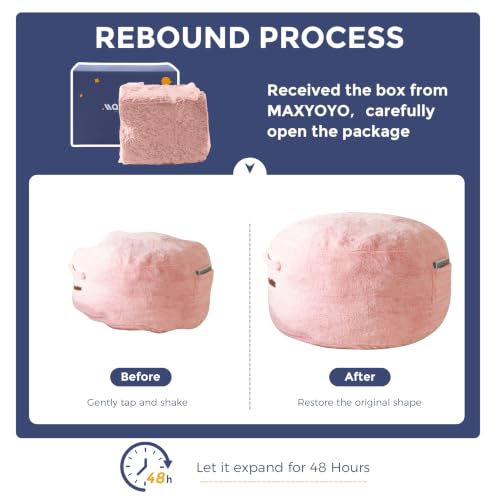 Pink 4FT Bean Bag Chair with Supportive Foam - Cozy Faux Fur Sofa