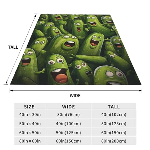 Pickle Blanket Funny Gift for Girl Women Comfy Plush Cartoon Pickles Fleece Throws Food Lightweight Sheet Super Soft Teen Kid Quilt Flannel Blankets for Bedding Sofa 40x50 Inches