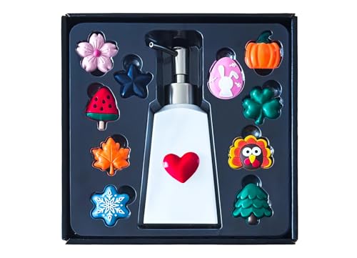 Seasonal Soap Dispenser with Interchangeable Magnets - Silver - Farmhouse Decor