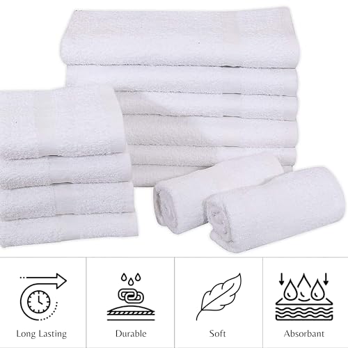 24 Pack White 16x27 Inch Cotton Blend Towels for Salon, Hotel, & Home Use - Absorbent & Budget-Friendly Variation of THIS listing