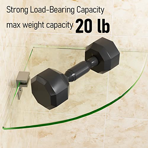 Clear Glass Corner Shower Shelf 2 Pack - No-Drill Mount, Heavy Duty Bathroom Organizer