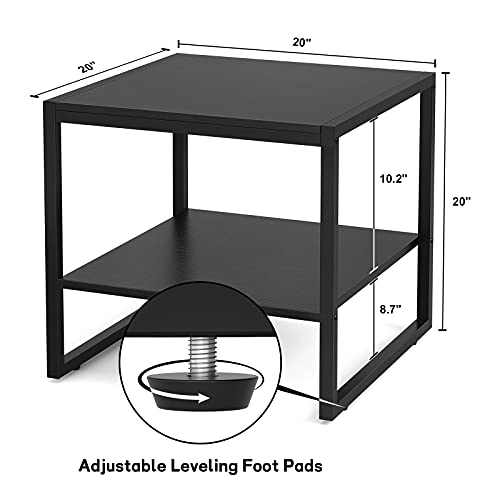 Homieasy Black Square End Table - 20 Inch Mini Fridge & Sofa Side Stand