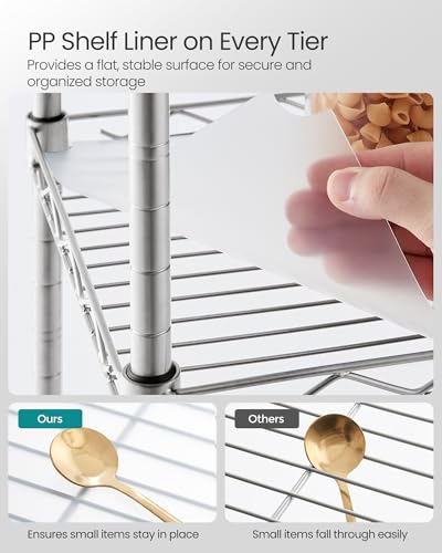 Silver 5-Tier Bathroom Shelf Storage Rack - Space Saver, Adjustable & Extendable