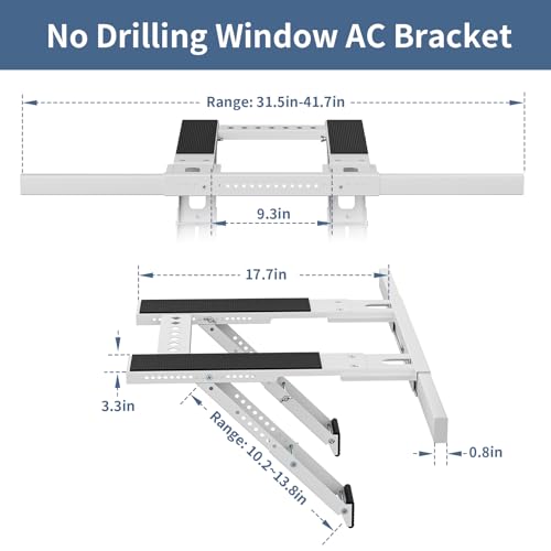 Heavy Duty AC Window Support Bracket - Adjustable, Drill-Free Installation, Supports Up to 300lbs