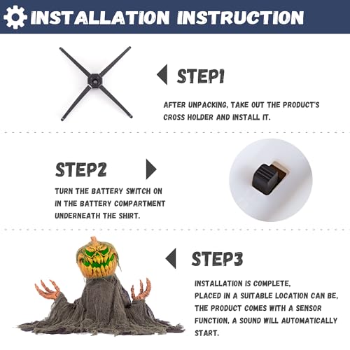 Halloween Animatronic Groundbreaker Pumpkin Decorations with Sound & Lights - Creepy Moving Pumpkin for Indoor Outdoor Yard - Variation: Groundbreaker Pumpkin