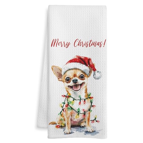 WOTYPU Chihuahua Christmas Kitchen Towels - Dog Lover Gift, 16x24 Inch - Chihuahua-10