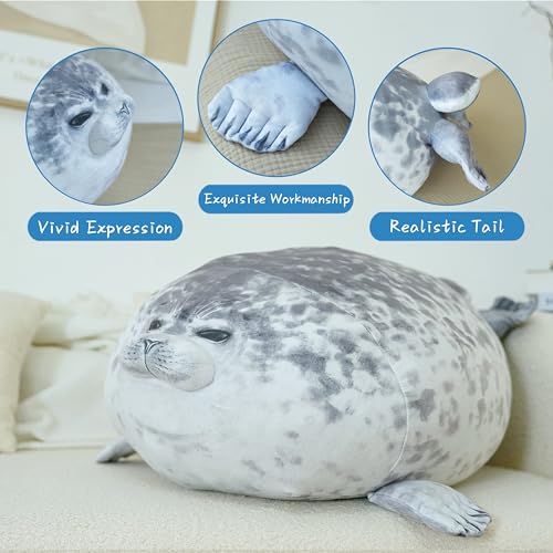 X-Large 31.5 Inch Seal Plush Pillow - Soft Cuddly Stuffed Animal for Kids & Adults - Great Gift Idea