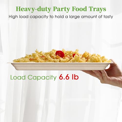 ECOLipak Nature-100pack Compostable 14-Inch Food Trays for Seafood & Large Meals