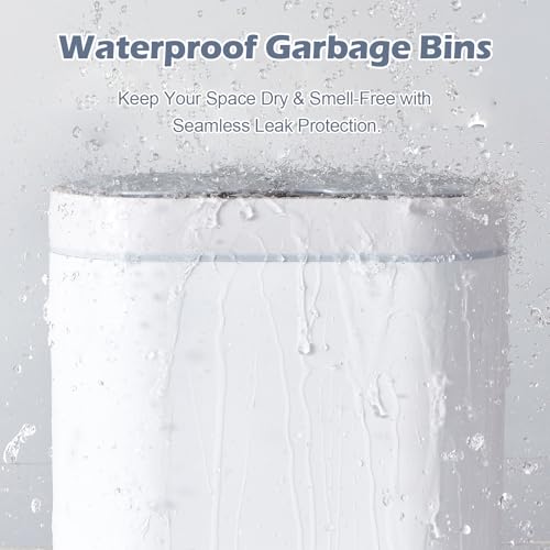 ELPHECO 2 Pack Smart Sensor Trash Cans 2 & 2.5 Gallon Automatic Waste Bins for Kitchen & Bathroom, White