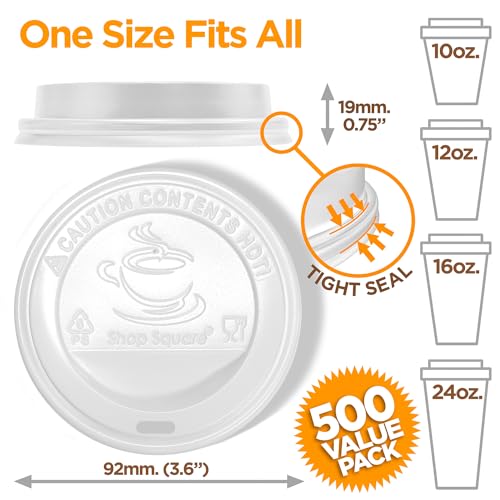 Disposable Coffee Cup Lids for 8-24oz Hot Beverages - 500 Pack