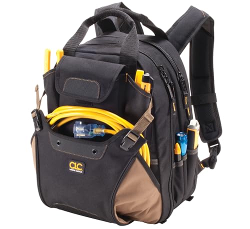 Heavy Duty Carpenter's Tool Backpack - 44 Pockets, Padded Back Support, Black - Variation of THIS listing