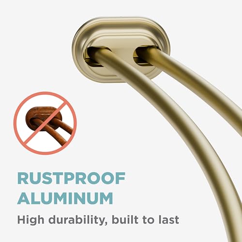 Zenna Home Gold Double Curved Shower Curtain Rod 50-72 Inch No Drill Tension Mount