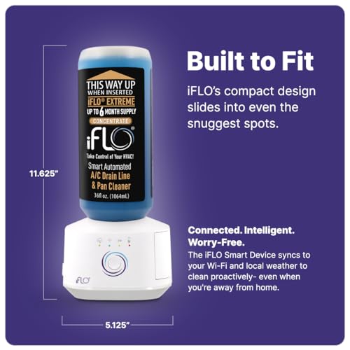 iFLO Smart AC Drain Line Cleaner Cartridge 36 Fl Oz - 6 Month Supply, Compatible with iFLO System