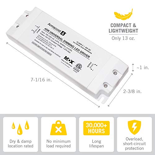 Armacost Lighting 45W 24V Dimmable LED Driver - Universal Triac Power Supply
