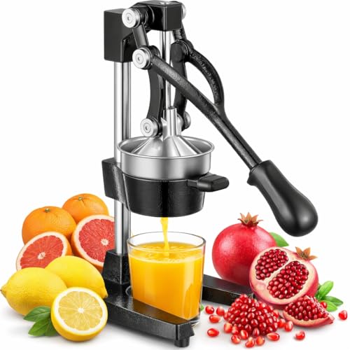 Cast Iron Hand Juicer - Heavy Duty Orange & Fruit Press - Black Variation