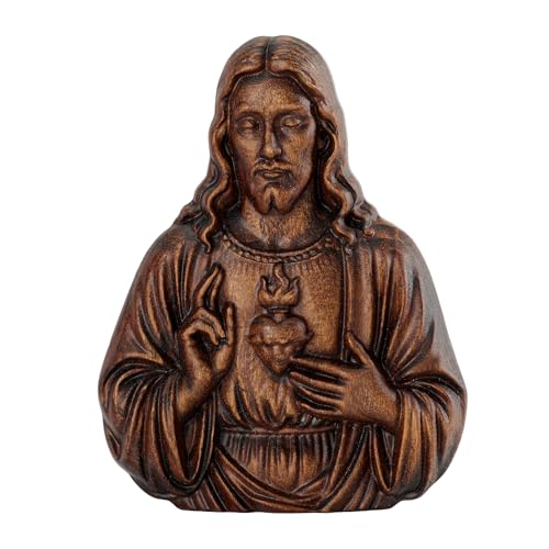 bgcarpenter Handmade Sacred Heart of Jesus Statue Wall Decor - 8 Inch | Art Deco Variation