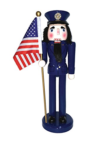 Santa's Workshop 14-Inch Air Force Nutcracker with Flag - Handcrafted Holiday Decor