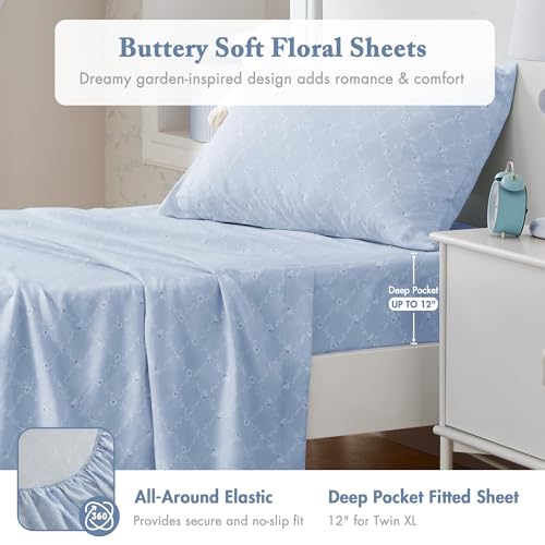 Madison Park Essentials Blue Floral Comforter Set Twin XL 5-Piece Bedding