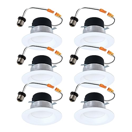 6-Pack 4 Inch LED Recessed Can Light Trim - 5 CCT Dimmable, Wet-Rated