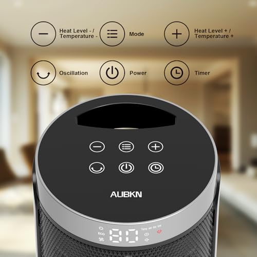WINHL 9.9'' Portable Space Heater with 70° Oscillation, Remote Control
