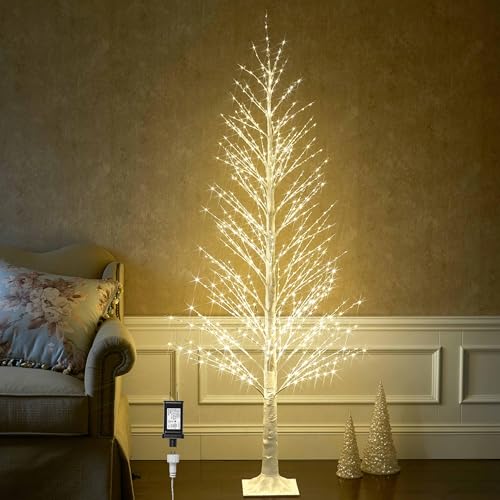 Birchlitland 6FT LED Alpine Trees with 810 Warm White Fairy Lights Indoor Outdoor Holiday Decoration