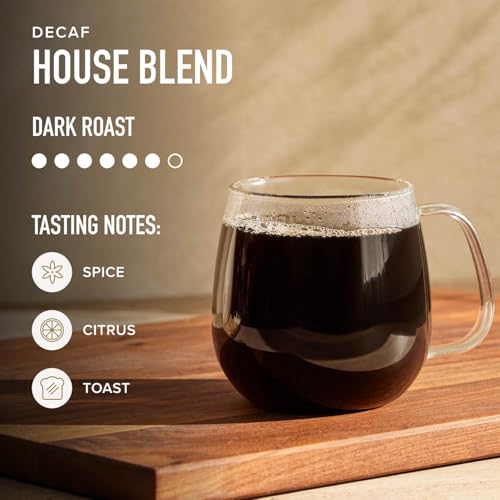 Peet's Decaf House Blend Ground Coffee - 6 Pack of 10.5 oz Dark Roast, Natural Water Processed, Arabica Beans
