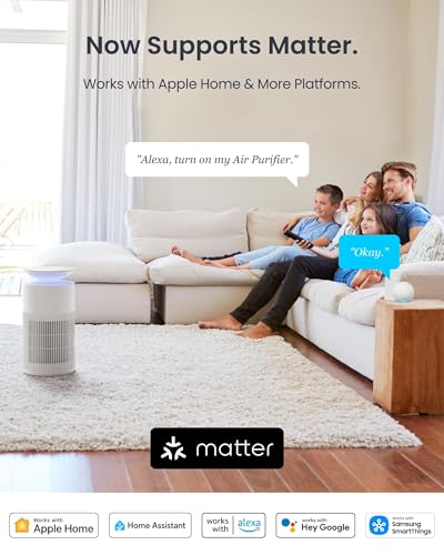 Large Room Air Purifier with RGB Light, Washable Filter, Pet Mode – White