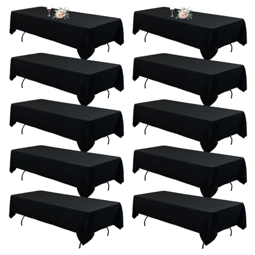 Black 8ft Rectangle Tablecloth Set - 10 Pack, 60 x 126 Inch, Variation: 60 x 126 inch / 153 x 320 cm