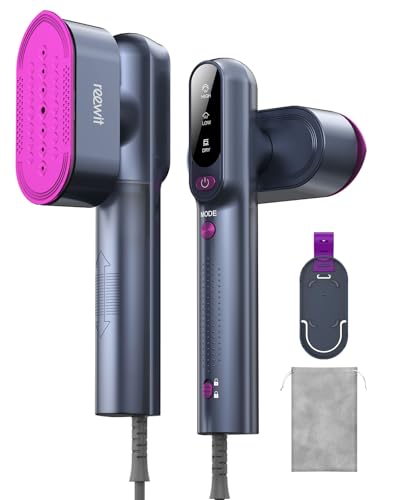 Reewit Gray Blue 2-in-1 Travel Garment Steamer & Iron, 1200W Portable Handheld Clothes Steamer with Fast Heat-Up