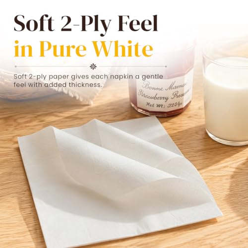 12 Packs of 100 White 2-Ply Cocktail Napkins 4.5 x 4.5 Inch Disposable Party & Wedding Napkins