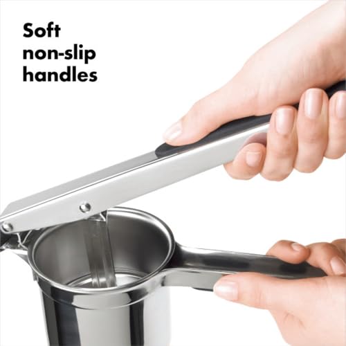 Stainless Steel Potato Ricer - Non-Adjustable Silver Handheld Masher
