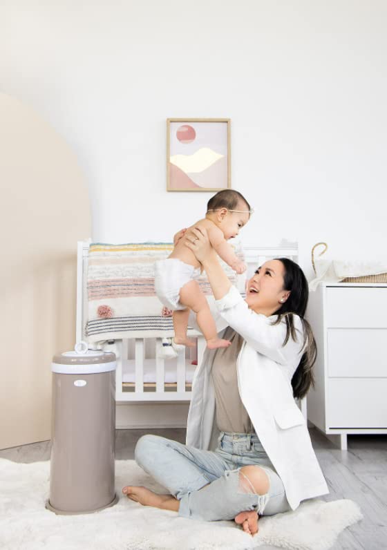 Ubbi Stainless Steel Diaper Pail - Odor Locking Design, No Special Bags Required | Taupe Color