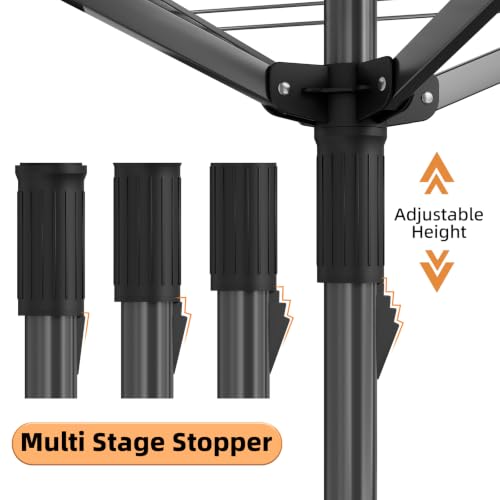 Outdoor Clothes Drying Rack with 165 Feet of Line, Rotating Umbrella Design