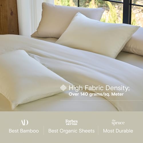 Organic Bamboo Duvet Cover Set Ivory Full/Queen - Cooling Soft Bedding