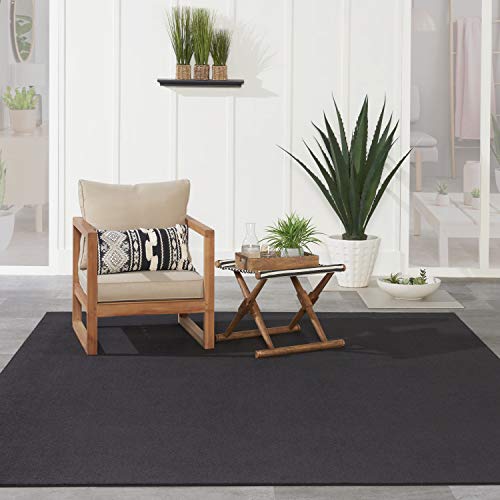 Black 7' x 10' Area Rug - Easy Clean, Non-Shedding, Versatile Indoor Outdoor