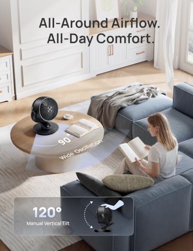 DREO Smart Fan for Bedroom - Black, 13 Inch Oscillating Quiet Air Circulator with Voice Control