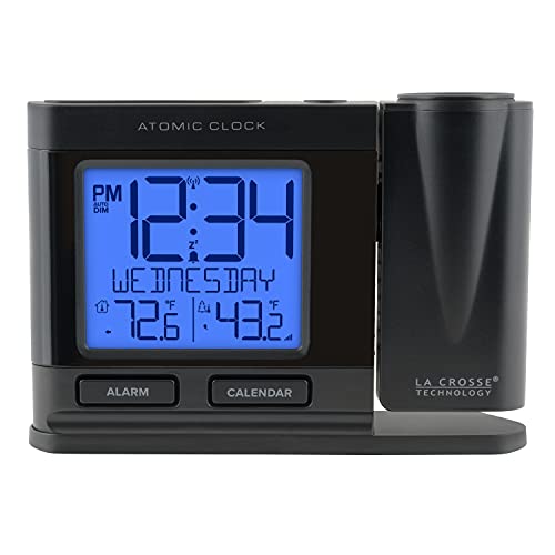 La Crosse Technology Atomic Projection Alarm Clock with Temperature - Black