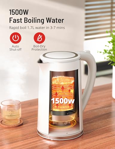 Paris Rhône Ivory Electric Kettle with Temperature Control, 1.7L, Digital Display