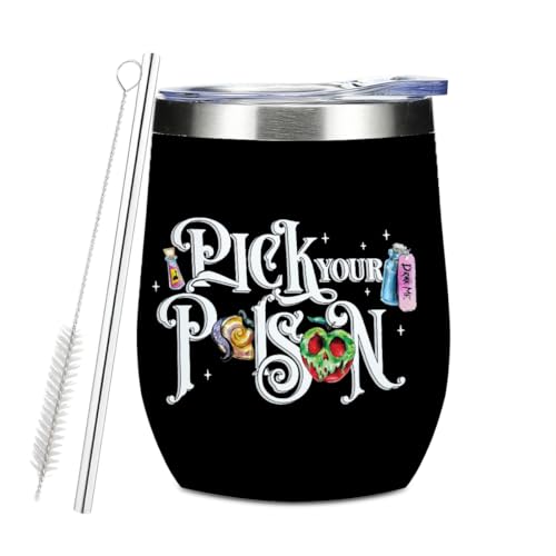 EEooooX PickPoison2 12 oz Insulated Wine Tumbler with Lid—Cute Witchcraft LOL Gift