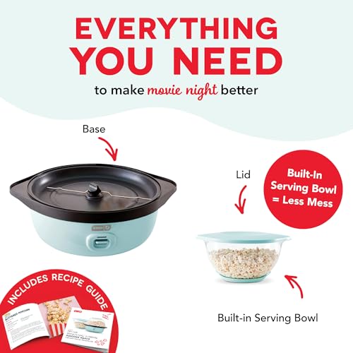 Dash SmartStore Deluxe 24-Cup Aqua Stirring Popcorn Maker with Butter Tray