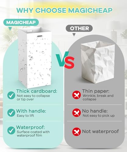 4 Pack 30 Gallon Disposable Trash Cans - Foldable Waterproof Cardboard Bins