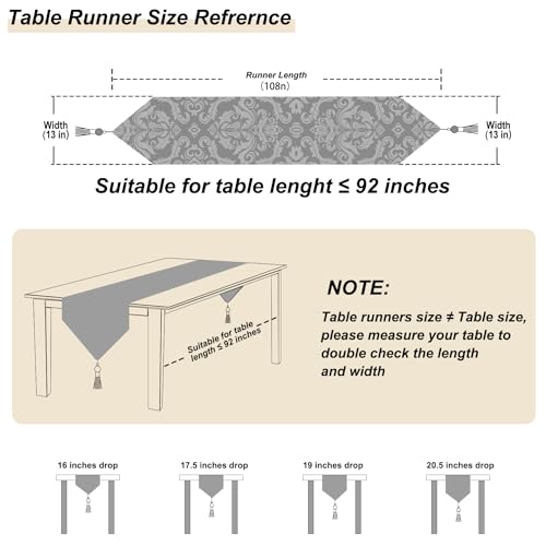 Caramel Table Runners 108 inches Long Vintage French Floral Chenille