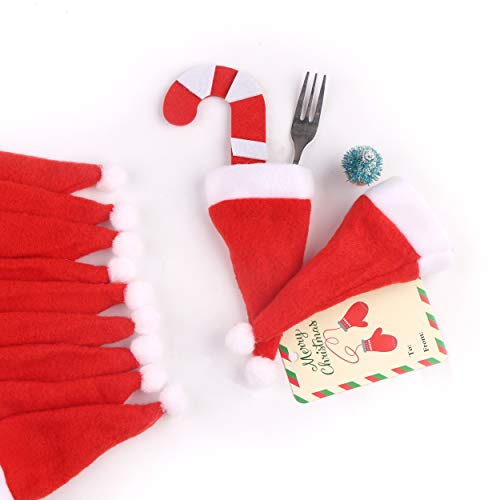 FINGOOO Mini Red Santa Hats,30 Pieces Christmas Hat for Crafts 2.8¡± x 5¡° Small Santa Hats for Xmas Party Table Dinner Decorations